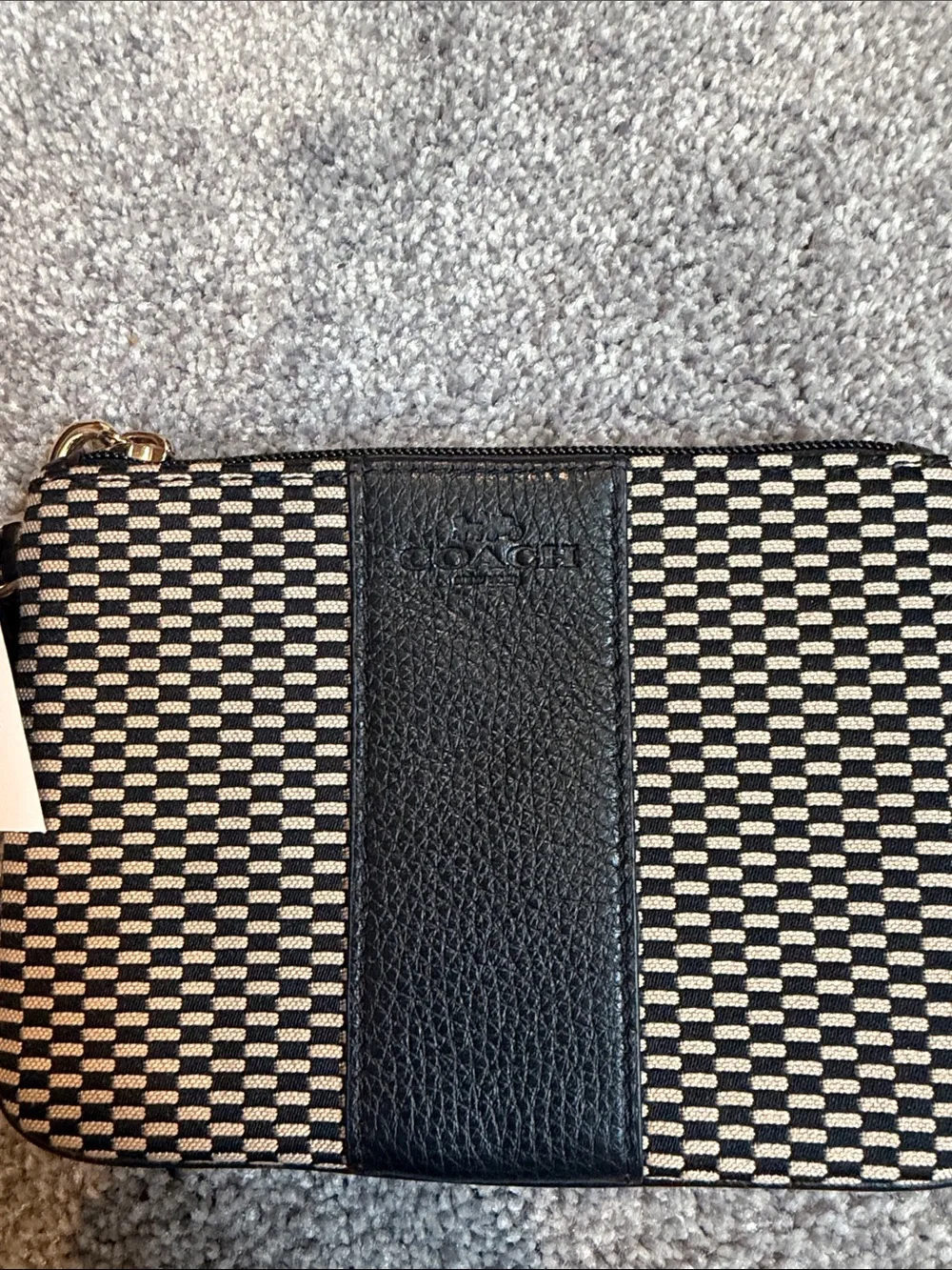 Coach Black and Cream Woven Wristlet